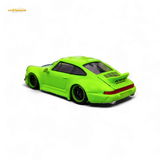 Flame Porsche 964 RWB Ducktail Fluorescent Green 1:64