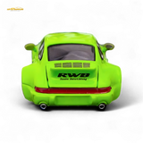 Flame Porsche 964 RWB Ducktail Fluorescent Green 1:64