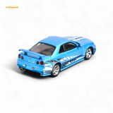 Stance Hunters Skyline GT-R R34 Z-Tune Chrome Blue 1:64