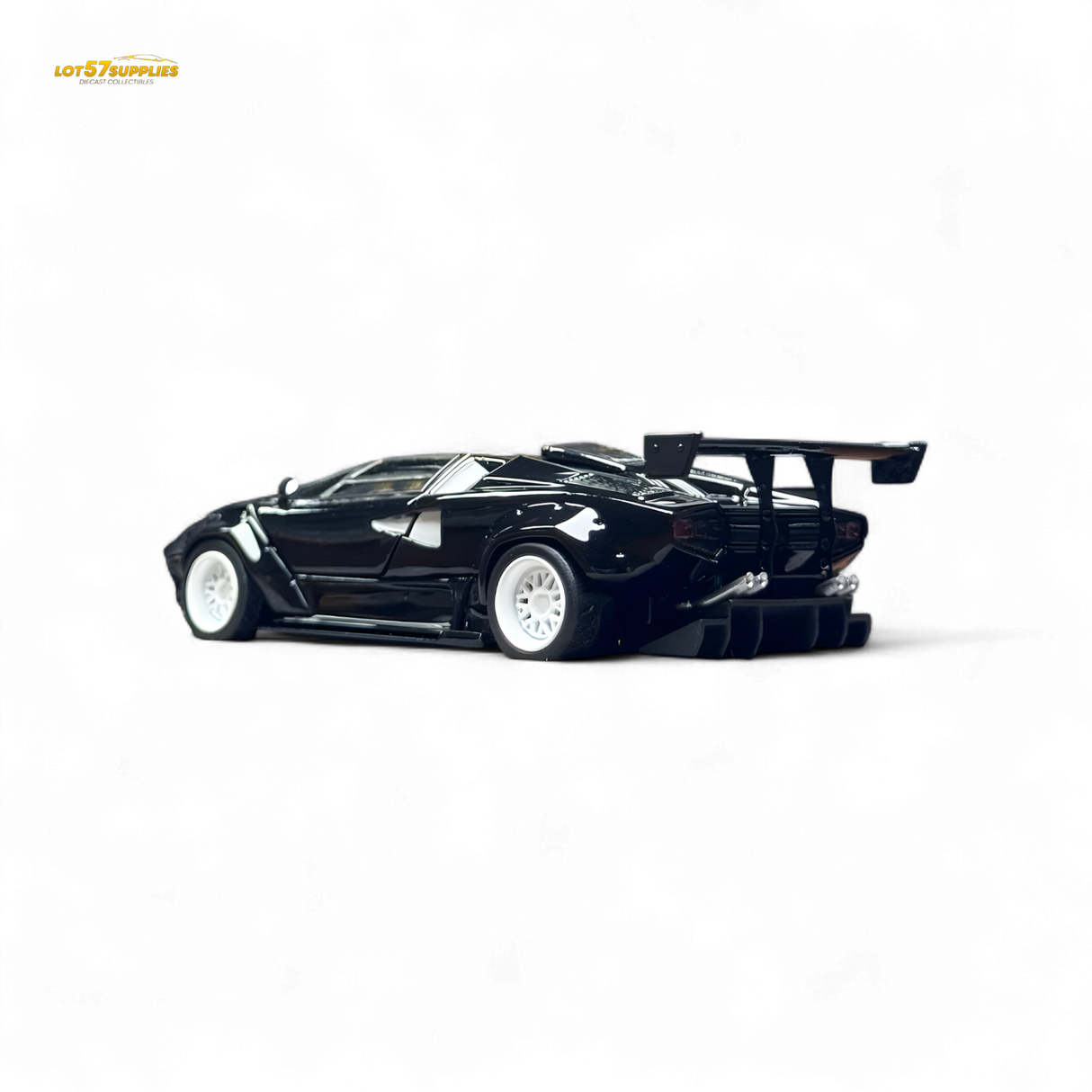TPC Lamborghini Countach LBWK Black White Wheels 1:64