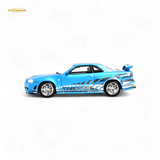 Stance Hunters Skyline GT-R R34 Z-Tune Chrome Blue 1:64