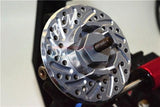 GPM ALUMINUM FRONT/REAR WHEEL HEX CLAW +3MM BRAKE DISK AXIAL SCX10 II GUN SILVER