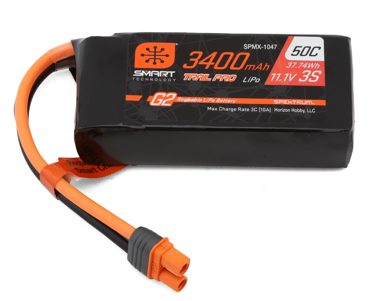 Spektrum SPMX-1047 RC 3S Smart G2 Trail Pro LiPo 50C Battery Pack (11.1V/3400mAh) w/IC3 Connector