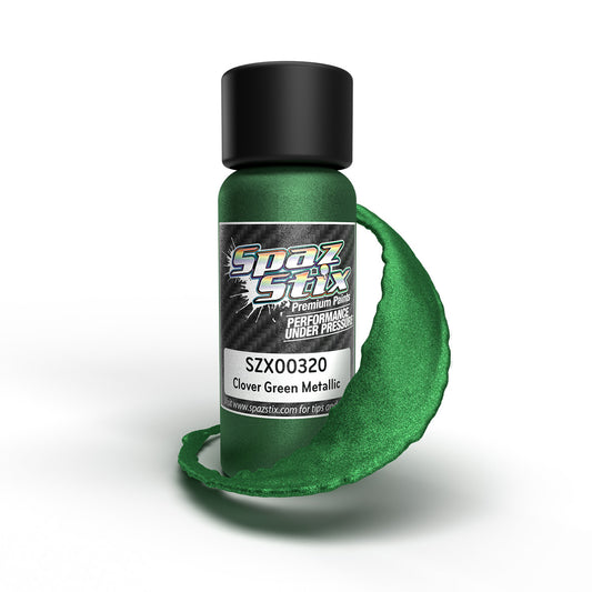 SPAZ STIX 00320 Clover Green Metallic Airbrush Ready Paint, 2oz Bottle