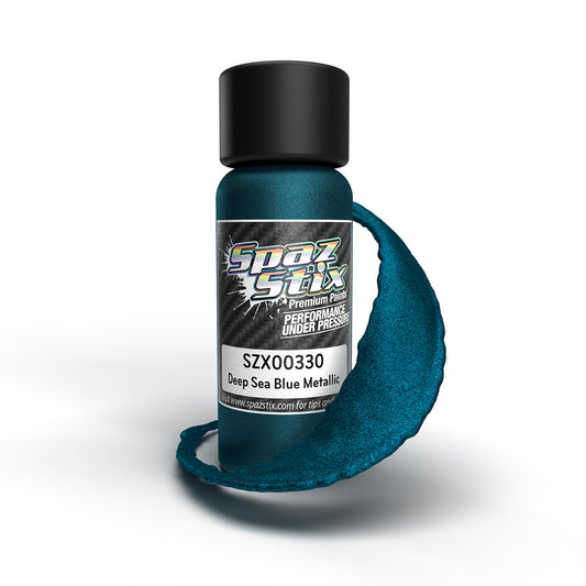 SPAZ STIX 00330  Deep Sea Blue Metallic Airbrush Ready Paint, 2oz Bottle