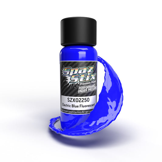 Spaz stix 02250 Electric Blue Fluorescent Airbrush Ready Paint, 2oz Bottle