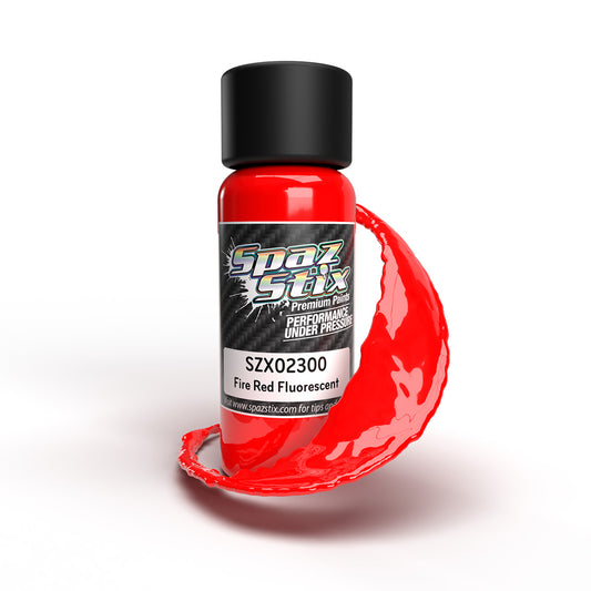 SPAZSTIX 02300 Fire Red Fluorescent Airbrush Ready Paint, 2oz Bottle