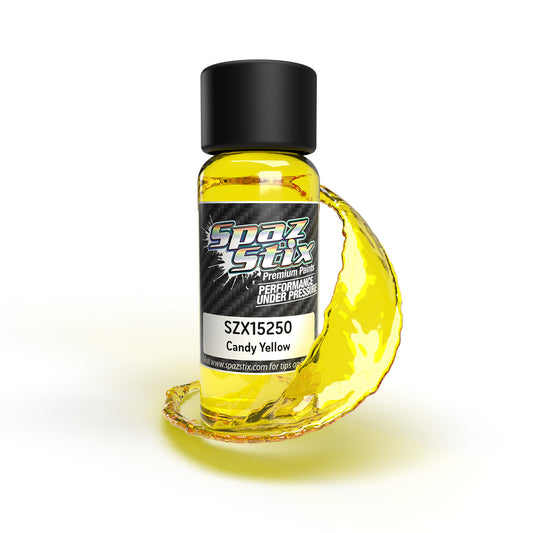 SPAZ STIX 15250 Candy Yellow Airbrush Ready Paint, 2oz Bottle