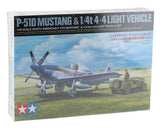 Tamiya TAM25205 1/48 North American P-51D Mustang & 1/4-ton 4x4 Model Set