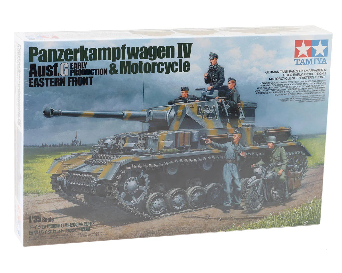 Tamiya TAM25209 1/35 German Tank Panzerkampfwagen IV Ausf.G Early Production Model Kit w/Motorcycle (Limited Edition)