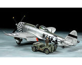 Tamiya TAM25214 Republic P-47D Thunderbolt Bubbletop 1/48 Model Airplane Kit w/1/4-Ton 4x4 Light Vehicle