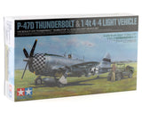 Tamiya TAM25214 Republic P-47D Thunderbolt Bubbletop 1/48 Model Airplane Kit w/1/4-Ton 4x4 Light Vehicle