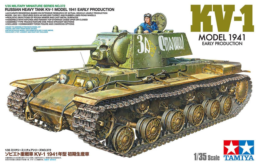 Tamiya TAM35372 1/35 Russian Heavy Tank KV-1N Model Kit 1941 Early Production Plastic Model Kit