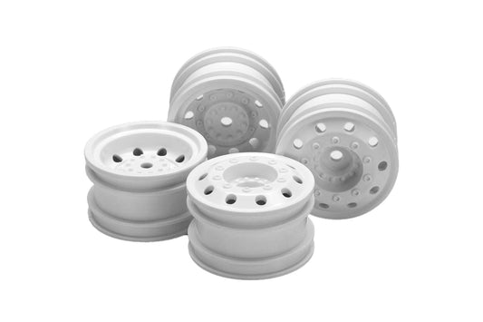 Tamiya TAM54964  RC On-Road Racing Truck Wheels, Front and Rear, White, 2 Pcs Each