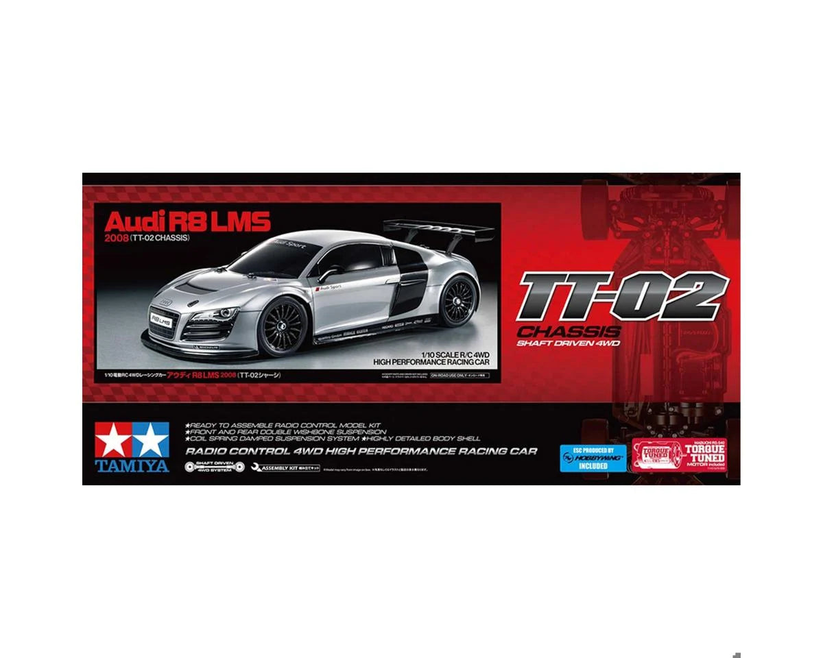 Tamiya TAM58749 TT-02 2008 Audi R8 LMS 1/10 4WD Electric Touring Car Kit