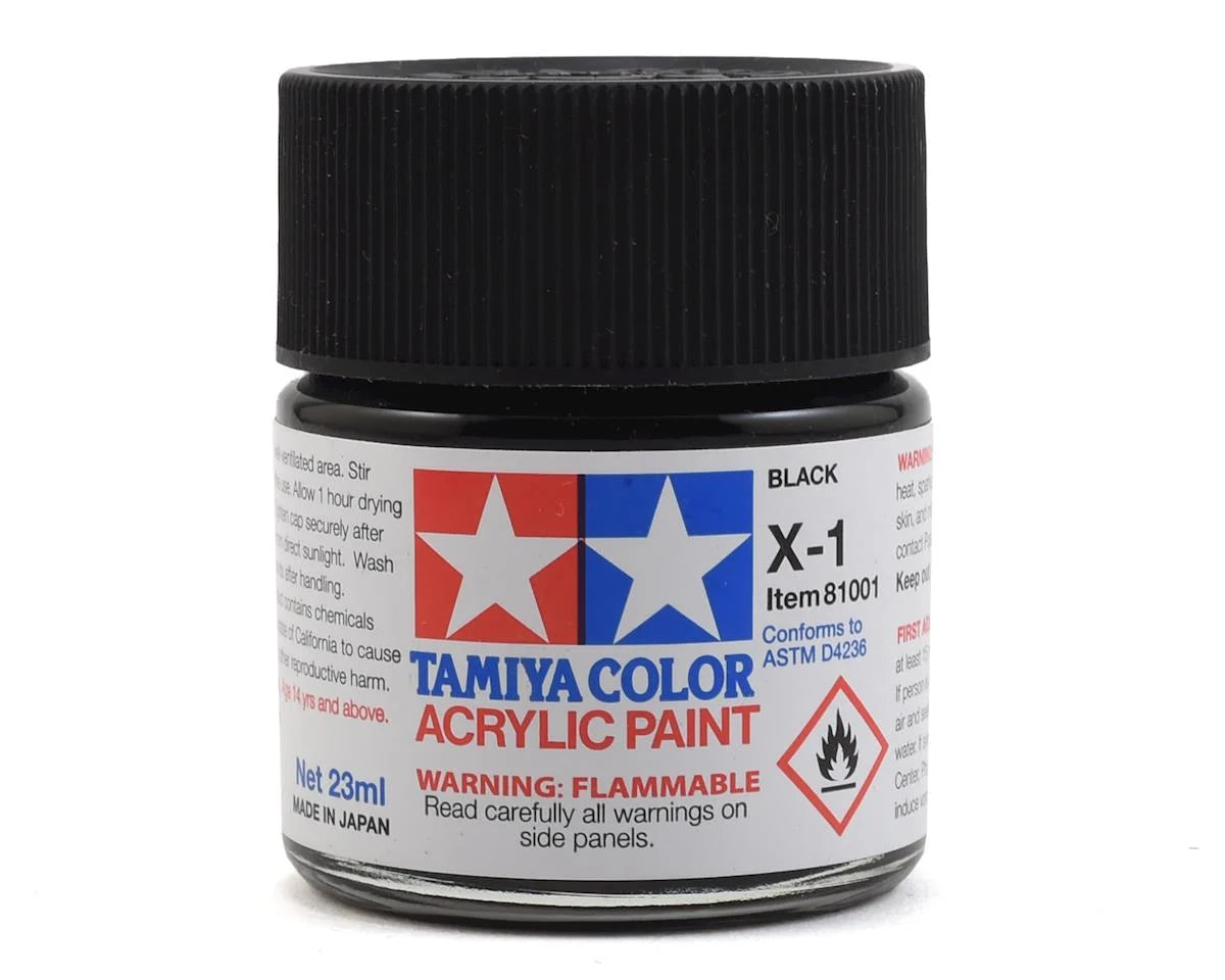 Tamiya 81001 X-1 Black Gloss Finish Acrylic Paint (23ml)