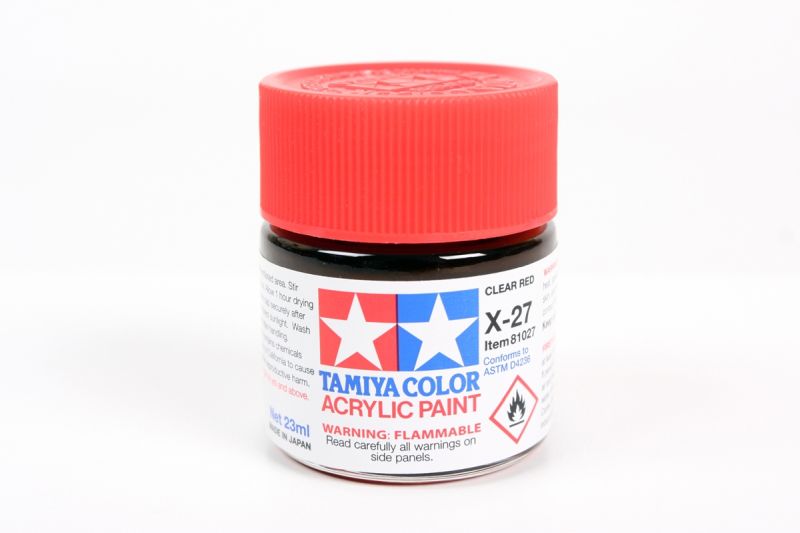 Tamiya TAM81027 Acrylic X-27 Clear Red, 23ml Bottle