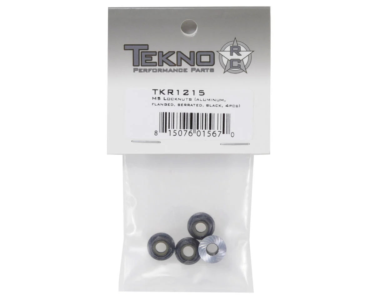 Tekno tkr1215 RC M5 Aluminum Serrated Flanged Locknut (Black) (4)
