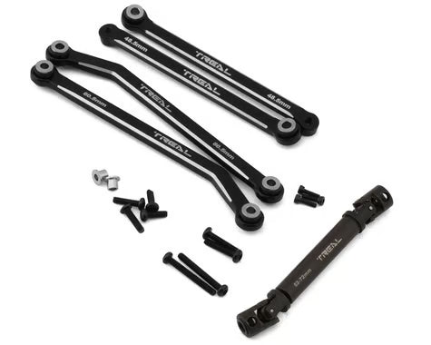 Treal Hobby FCX24 Brass Extended Rear Suspension Link Set (+12mm) w/Steel Driveshaft