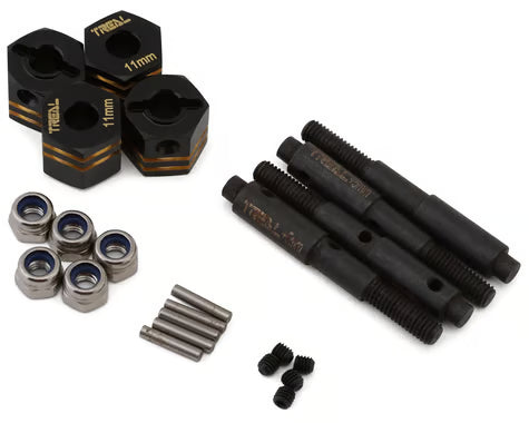 Treal Hobby Redcat Gen8 Brass Extended Wheel Hub Hex Adaptors (11mm) (4) w/(+5mm) Wide Stub Axles