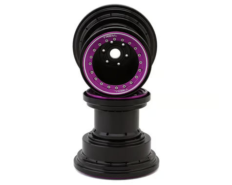 Treal Hobby Losi LMT Aluminum Monster Truck Bead-Lock Wheels (Black/Purple)