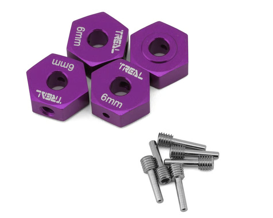 Treal Hobby Losi Mini LMT Aluminum 12mm Wheel Hex Adaptors (4) (6mm Offset)