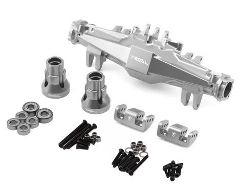 Treal Hobby Losi LMT 2.0 7075 Aluminum Rear Axle Housing Set (Silver) w/Aluminum Rear Hubs & Bottom Shock Mounts