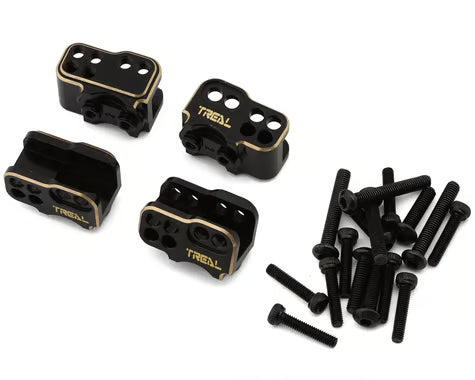 Treal Hobby Axial SCX10 II Brass Lower Shocks & Suspension Links Mounts Set (Black)