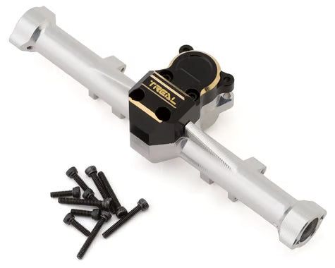 Treal Hobby Axial SCX24 Aluminum Rear Axle w/Brass Differential Cover (Silver/Black)