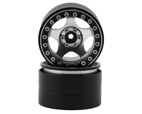 Treal Hobby Type C 2.2" 5-Spoke Aluminum 1/10 Rock Crawler Beadlock Wheels (2) (137g ea)