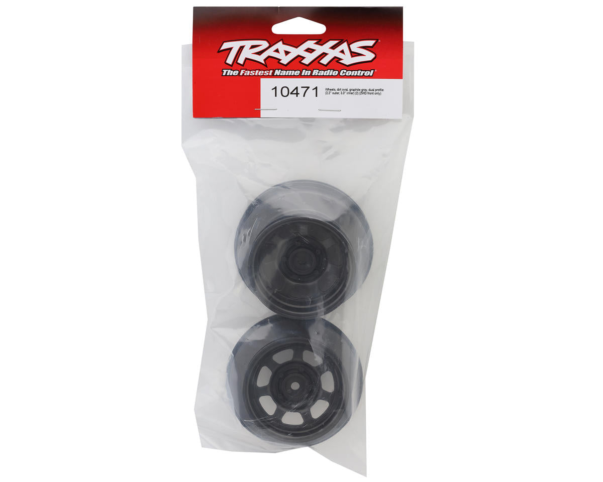 Traxxas 10471 Dual Profile 2.2/3.0" Short Course Dirt Oval Wheels (Grey) (2) (Front) w/12mm Hex