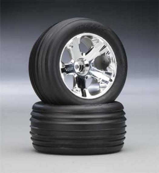 Traxxas 3771 Front All Star Chrome Wheels w/Alias Tires (2) Rustler