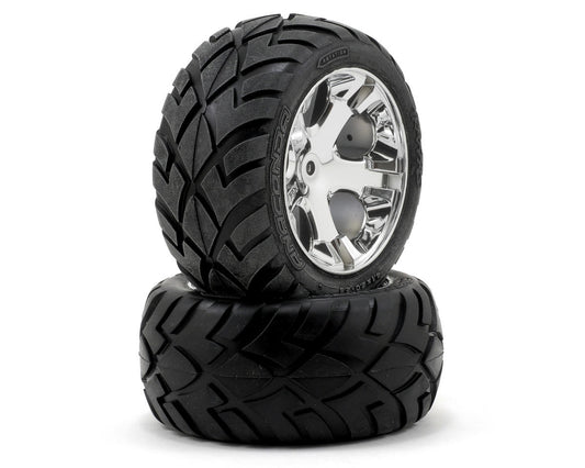 Traxxas 3773 Anaconda Rear Tires w/All-Star Wheels (2) (Chrome) (Standard)