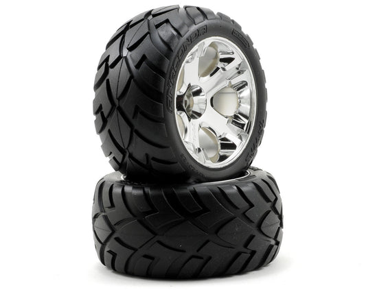 Traxxas 5576R Anaconda Tires w/All-Star Rear Wheels (2) (Jato) (Chrome) (Standard)