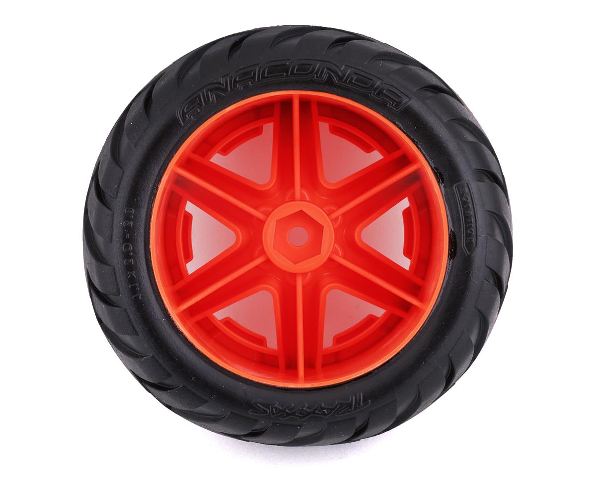 Traxxas 6768A Anaconda Neumáticos premontados de 2,8" con ruedas traseras eléctricas RXT (2) (naranja) con hexágono de 12 mm