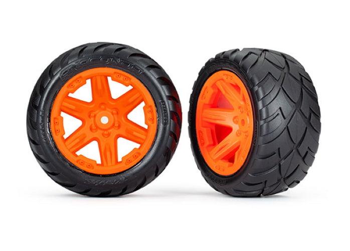 Traxxas 6768A Tires & Wheels Assembled Glued (2.8') (2WD Electric Rear) Orange