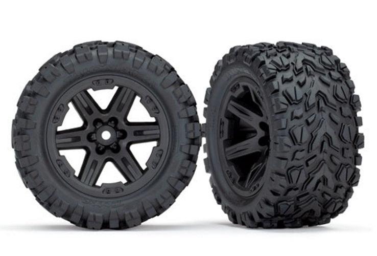 Traxxas Tires/Wheels Glued (2.8') (RXT Black Wheels, Talon Extreme Tires)
