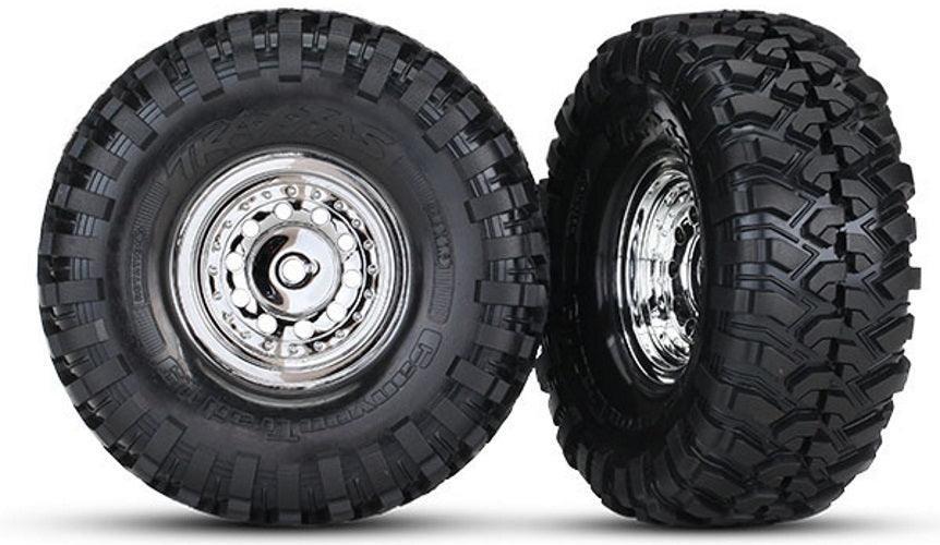 Traxxas 8177 Mounted Tires / Wheels 1.9" Chrome (2) TRX-4 Ford Bronco Rock Crawler