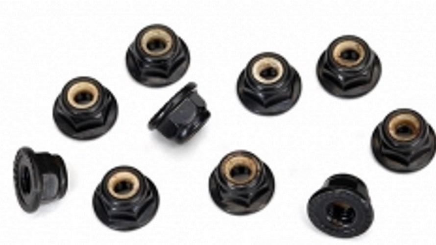 Traxxas 8347 Nuts 4mm Flanged Nylon Locking Serrated (Black) (10) 4-Tec 2.0