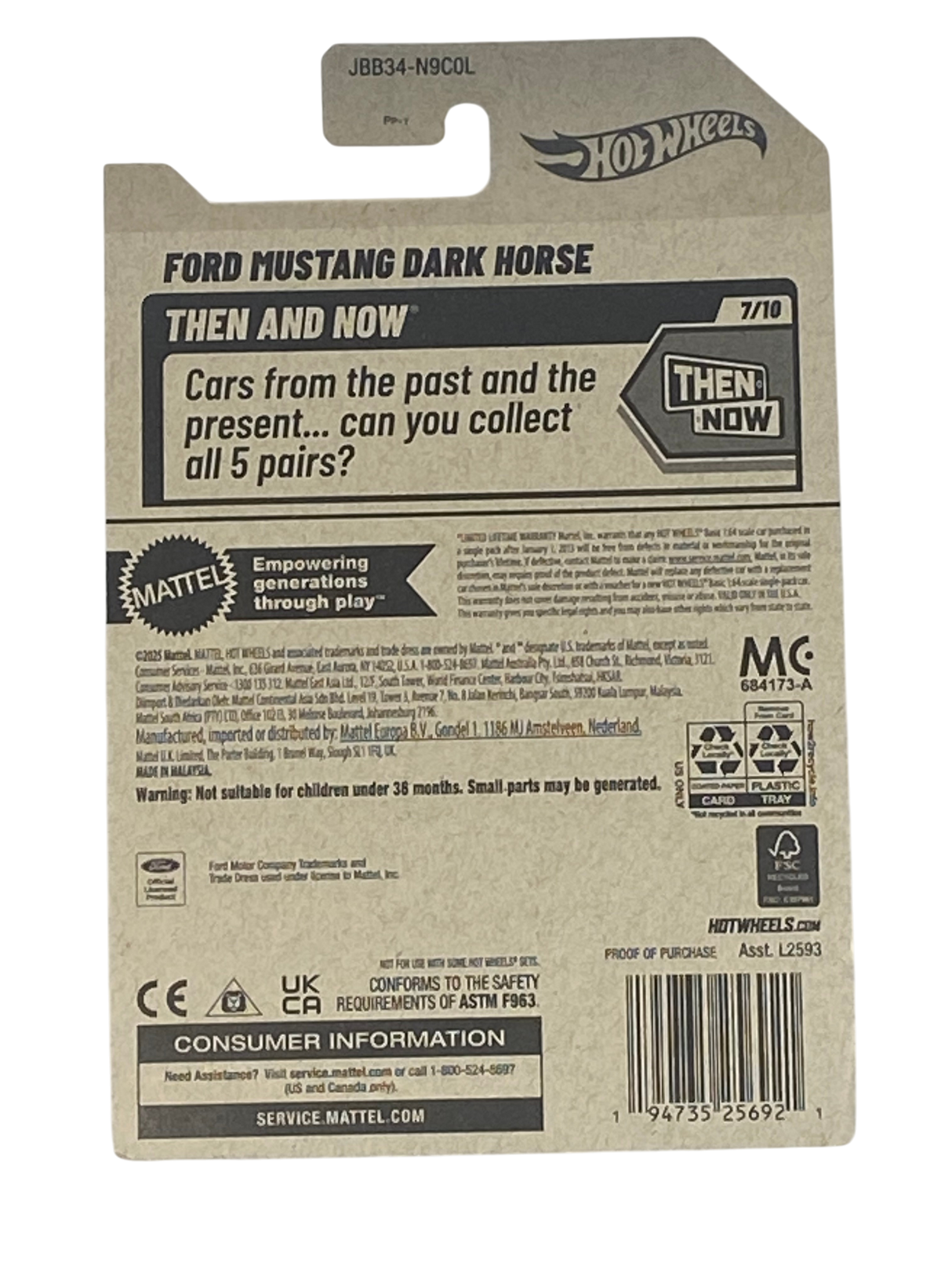 Hot Wheels Ford Mustang Dark Horse | Then and Now Series 7/10