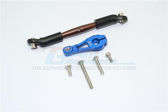 GPM ALUMINUM SERVO HORN WITH SPRING STEEL STEERING LINKS TRAXXAS TRX-4 BLUE