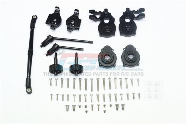 GPM FRONT C-HUBS KNUCKLE ARMS SPINDLE GEAR CVD STEERING LINK TRAXXAS TRX-4 BLACK