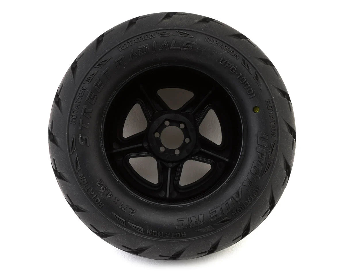 UpGrade RC UPG-10001 Street Radials 2.8" Pre-Mounted On-Road Tires w/5-Star Wheels (2)