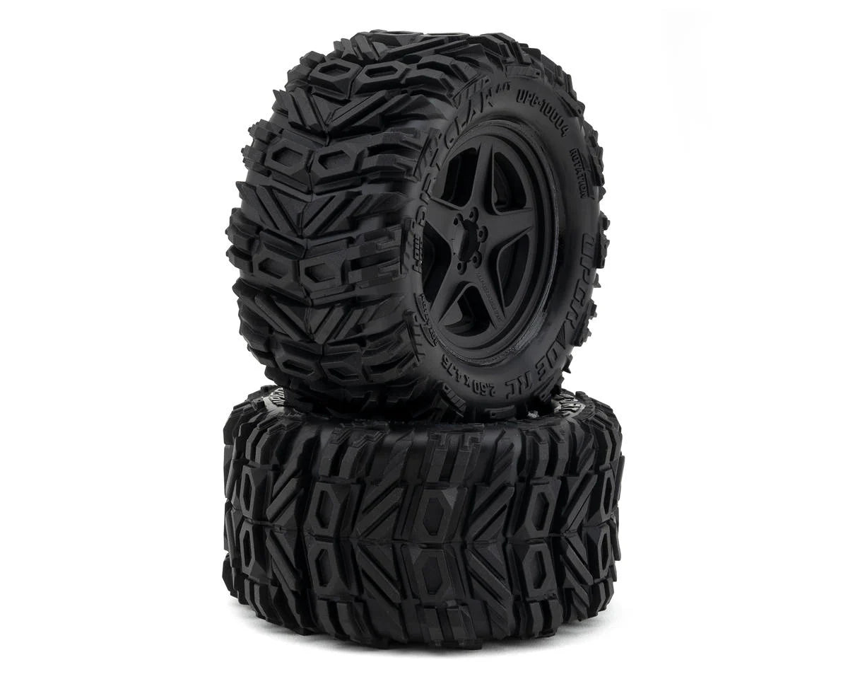 UpGrade UPG-10004 RC Low-Pro BELTED Dirt Claw 2.8" Pre-Mounted All-Terrain Tires w/5-Star Wheels (2) (17mm/14mm/12mm Hex)
