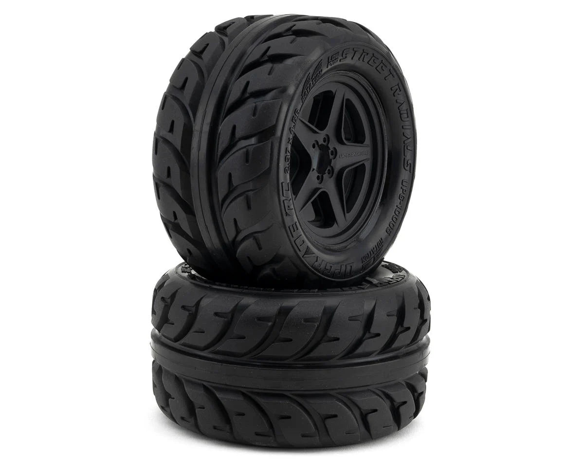 UpGrade RC UPG-10005 Low-Pro BELTED Street Radials 2.8" Pre-Mounted On-Road Tires w/5-Star Wheels (2) (17mm/14mm/12mm Hex)
