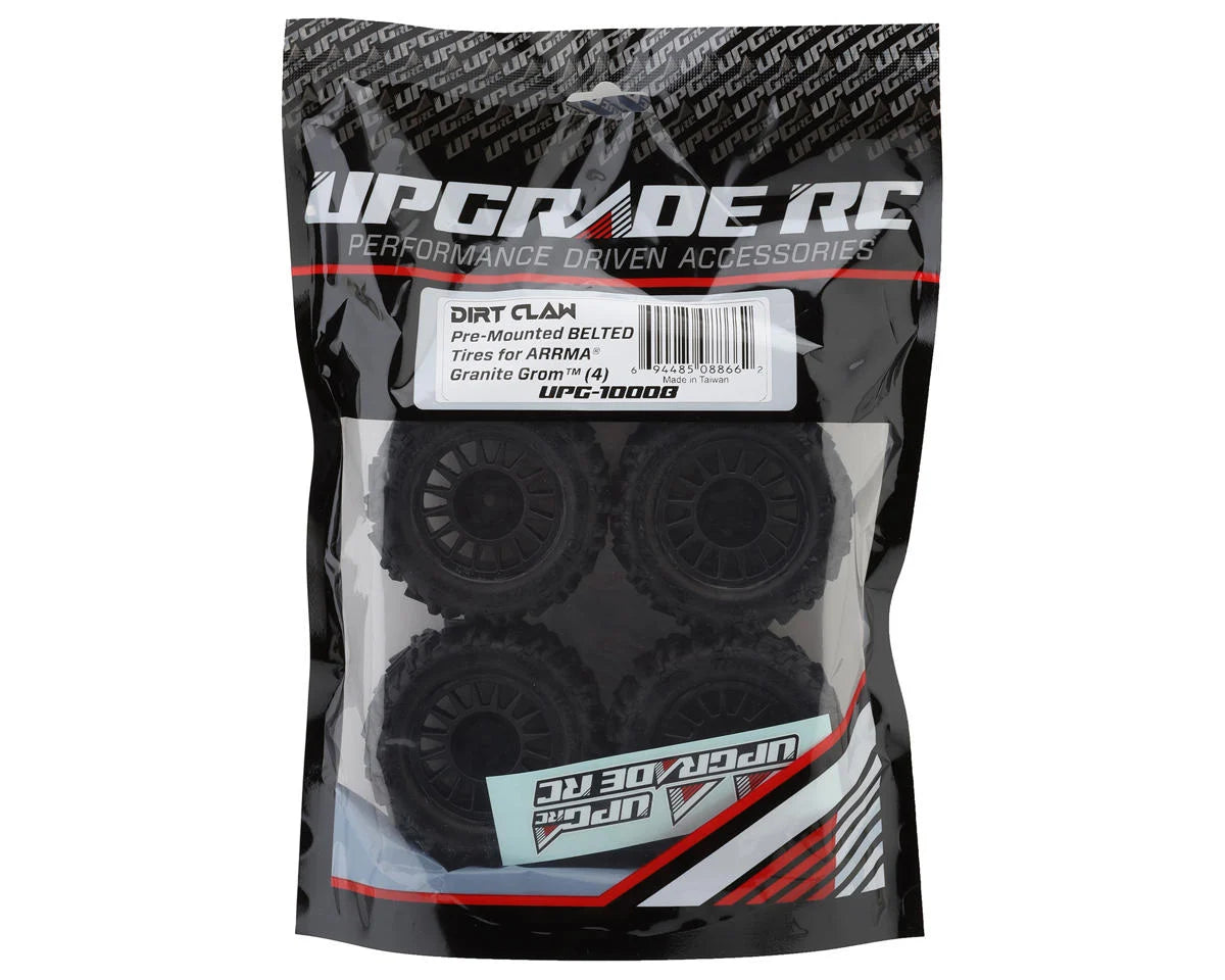 UpGrade UPG-10008 RC Dirt Claw Pre-Mounted BELTED Tires for ARRMA® Granite Grom™ (4)