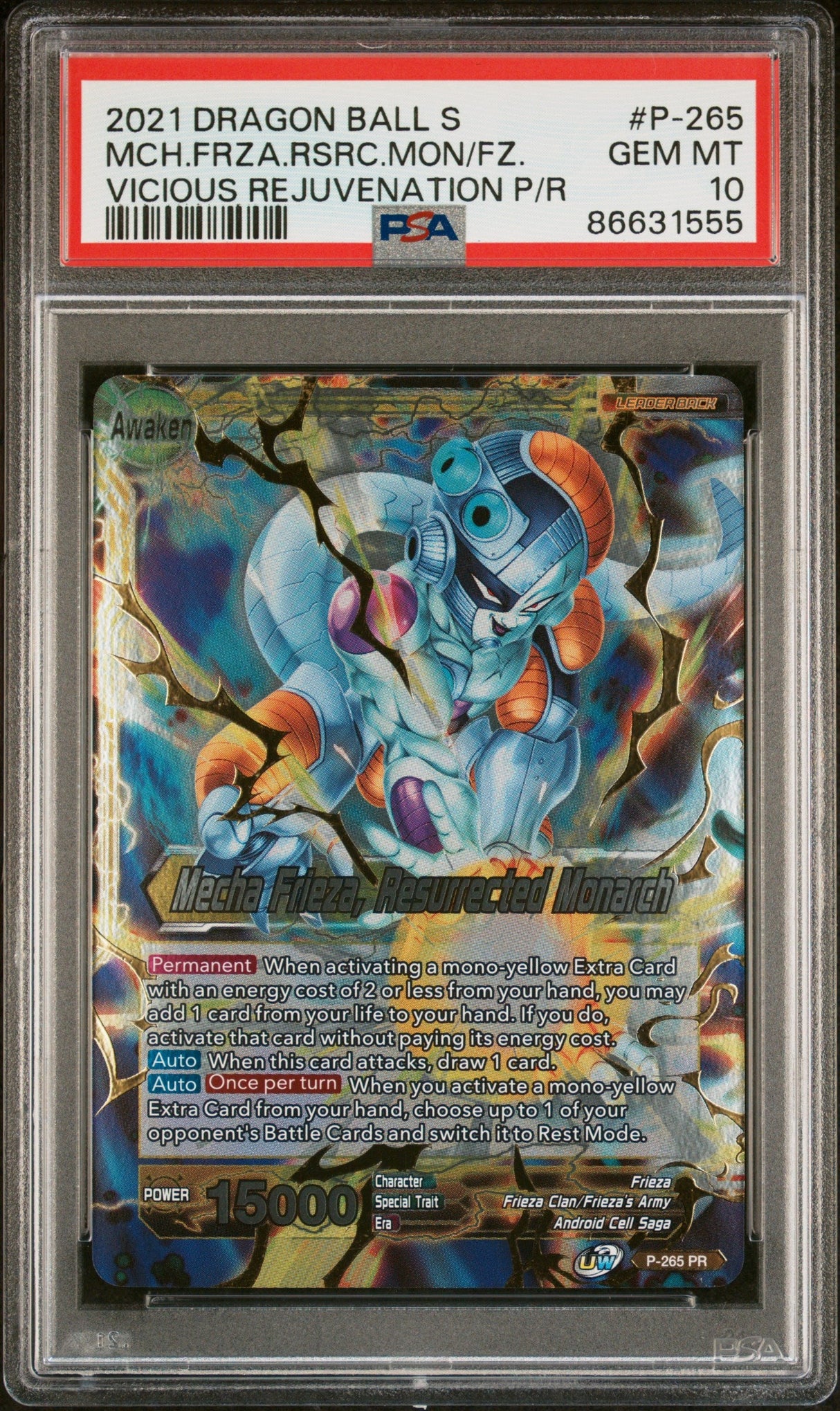 2021 DRAGON BALL SUPER UNISON WARRIOR  MCH FRIEZA, RSC MNRCH #P-265 - PSA 10