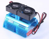 Yeah Racing Heat Sink w/Twin Tornado High Speed Fans Sets Blue For 1/8 Motors