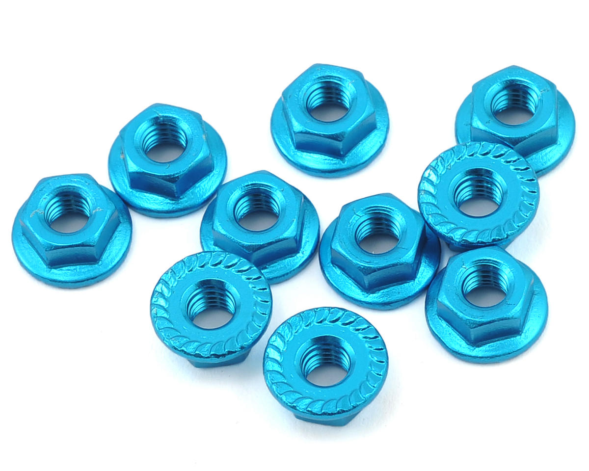 Yeah Racing YEA-LN-M4S-LB 4mm Aluminum Serrated Lock Nut (10) (Light Blue)