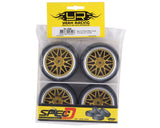 Yeah Racing YEA-WL-0099 Spec D Pre-Mounted Drift Tires w/LS Mesh Wheels (Chrome/Gold) (4) w/12mm Hex & 6mm Offset